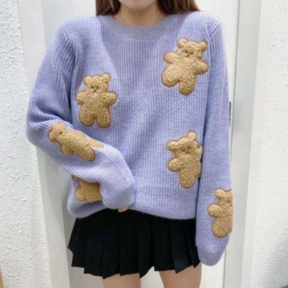 Fuzzy Sweater with Teddy Bears