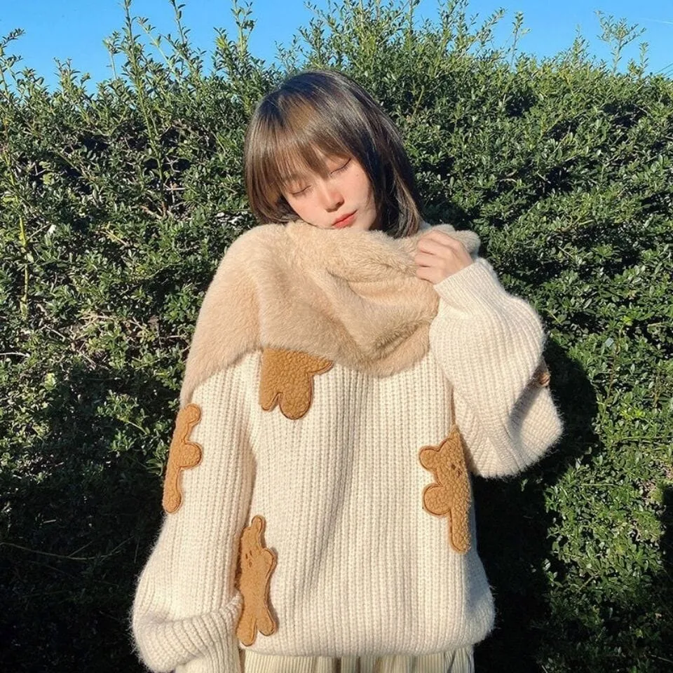 Fuzzy Sweater with Teddy Bears