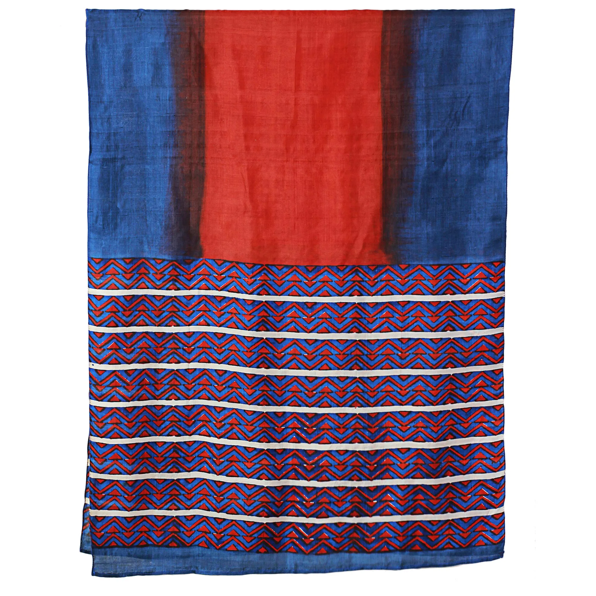 Geometric Silk Shawl from India in Bengali Festival Colors