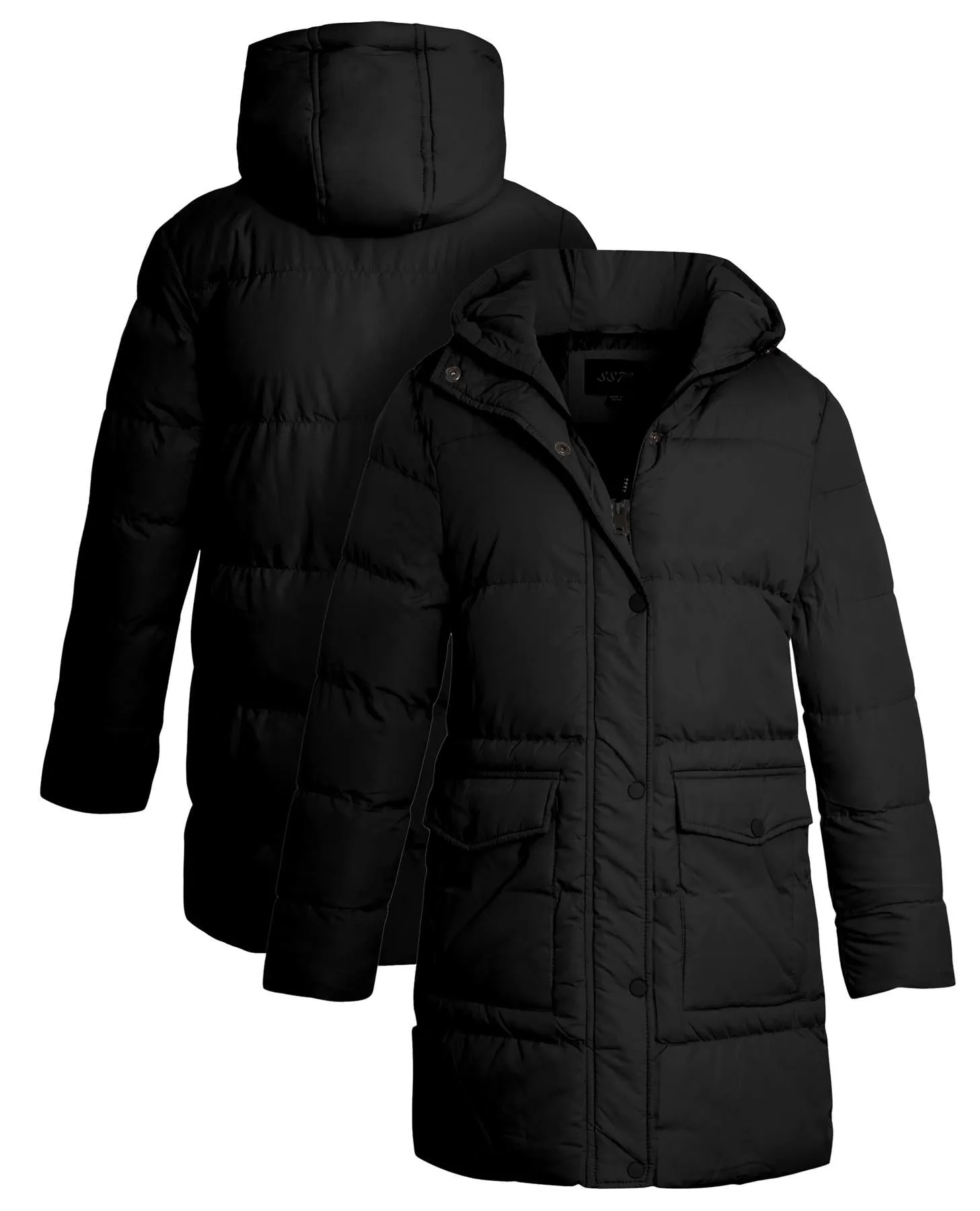 Black Padded Parka Coat for Girls, Ages 7-13