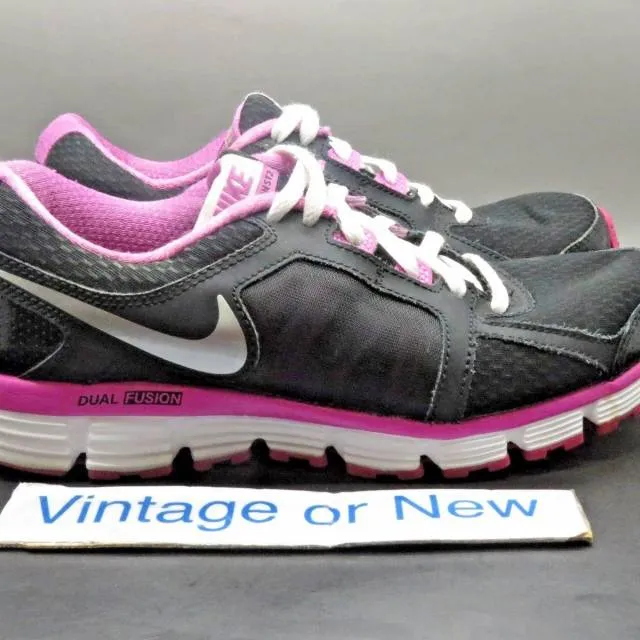 Girls' Nike Dual Fusion ST2 Black White Pink Running Shoes Size 5.5Y