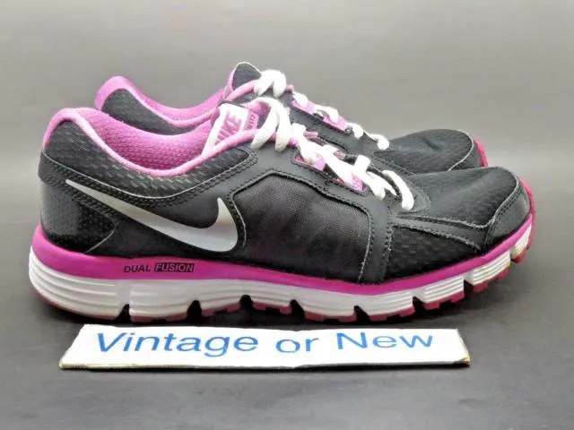 Girls' Nike Dual Fusion ST2 Black White Pink Running Shoes Size 5.5Y