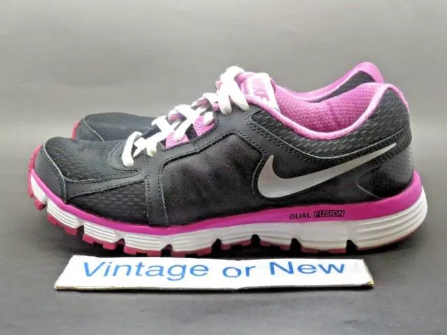 Girls' Nike Dual Fusion ST2 Black White Pink Running Shoes Size 5.5Y