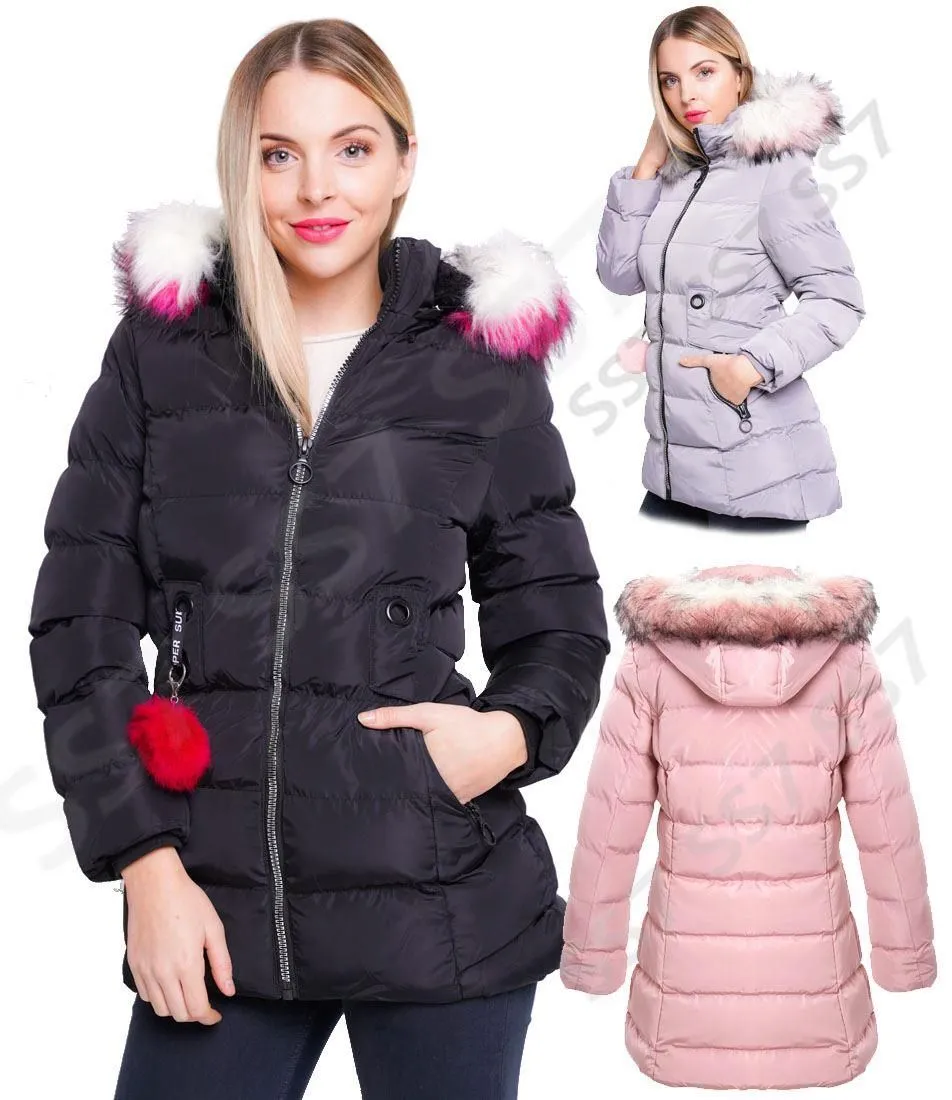 Black Showerproof Parka Jacket with Faux Fur for Girls, Ages 3-14