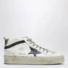 Golden Goose Women's White Mid Star Sneakers with Blue Accents