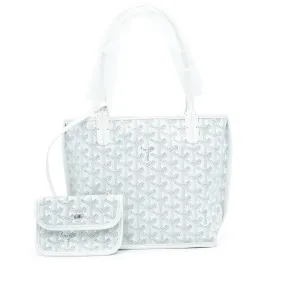 White Goyardine Canvas and Chevroches Calfskin Anjou Mini Bag by Goyard