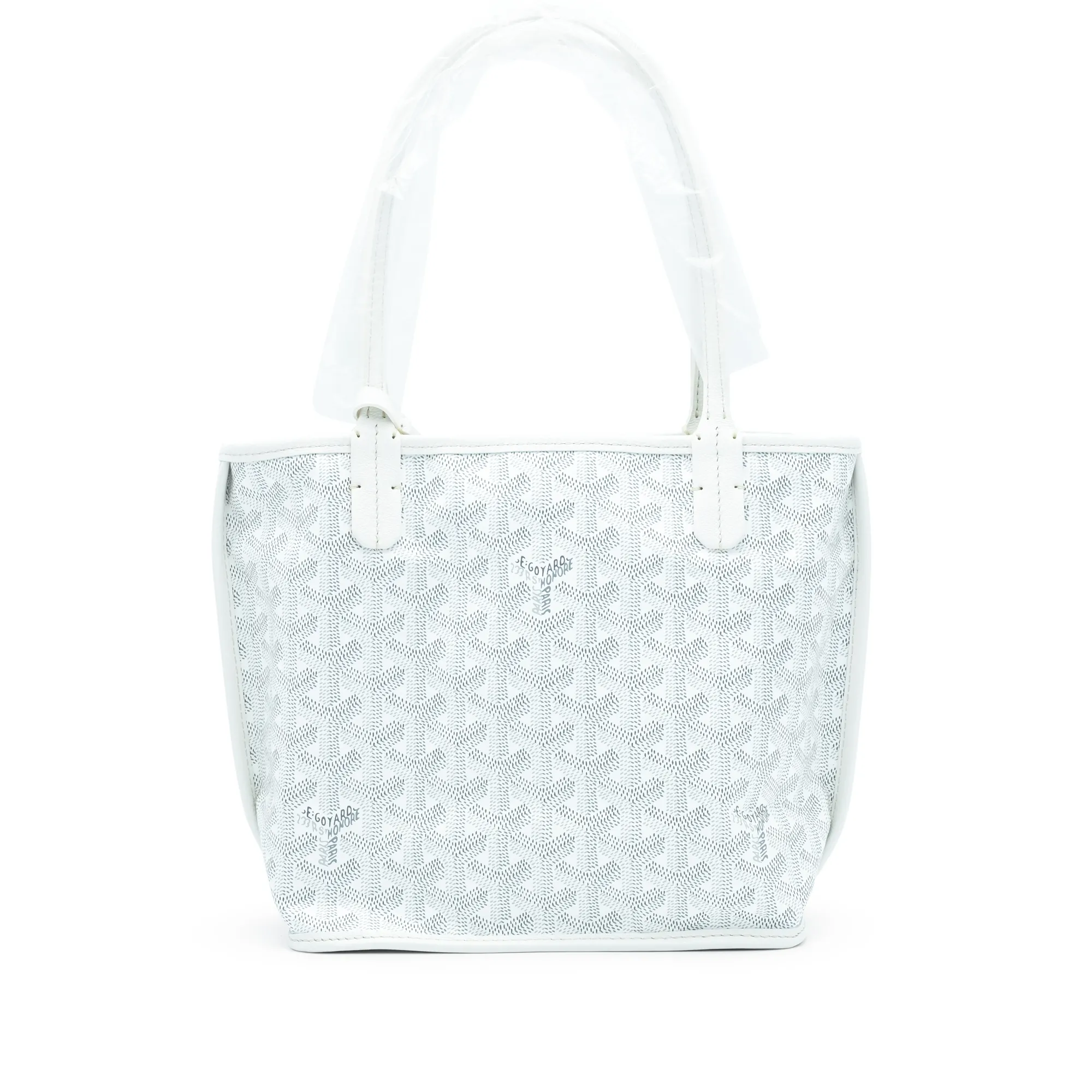 White Goyardine Canvas and Chevroches Calfskin Anjou Mini Bag by Goyard