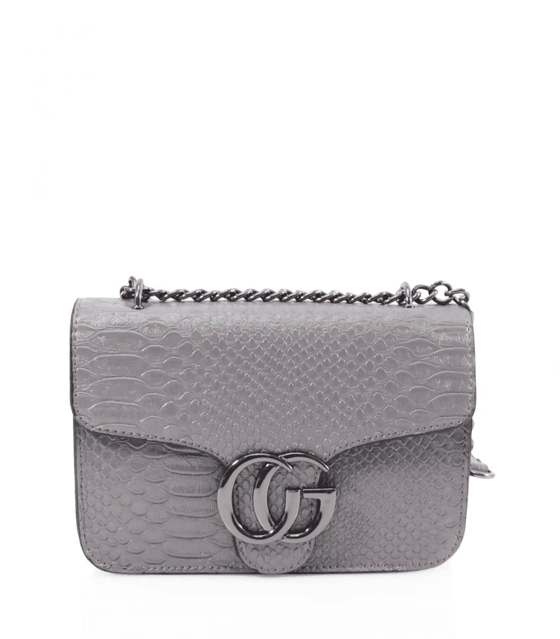 Gray Snake Shoulder Bag