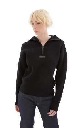 Half-Zip Boxy Black Sweater