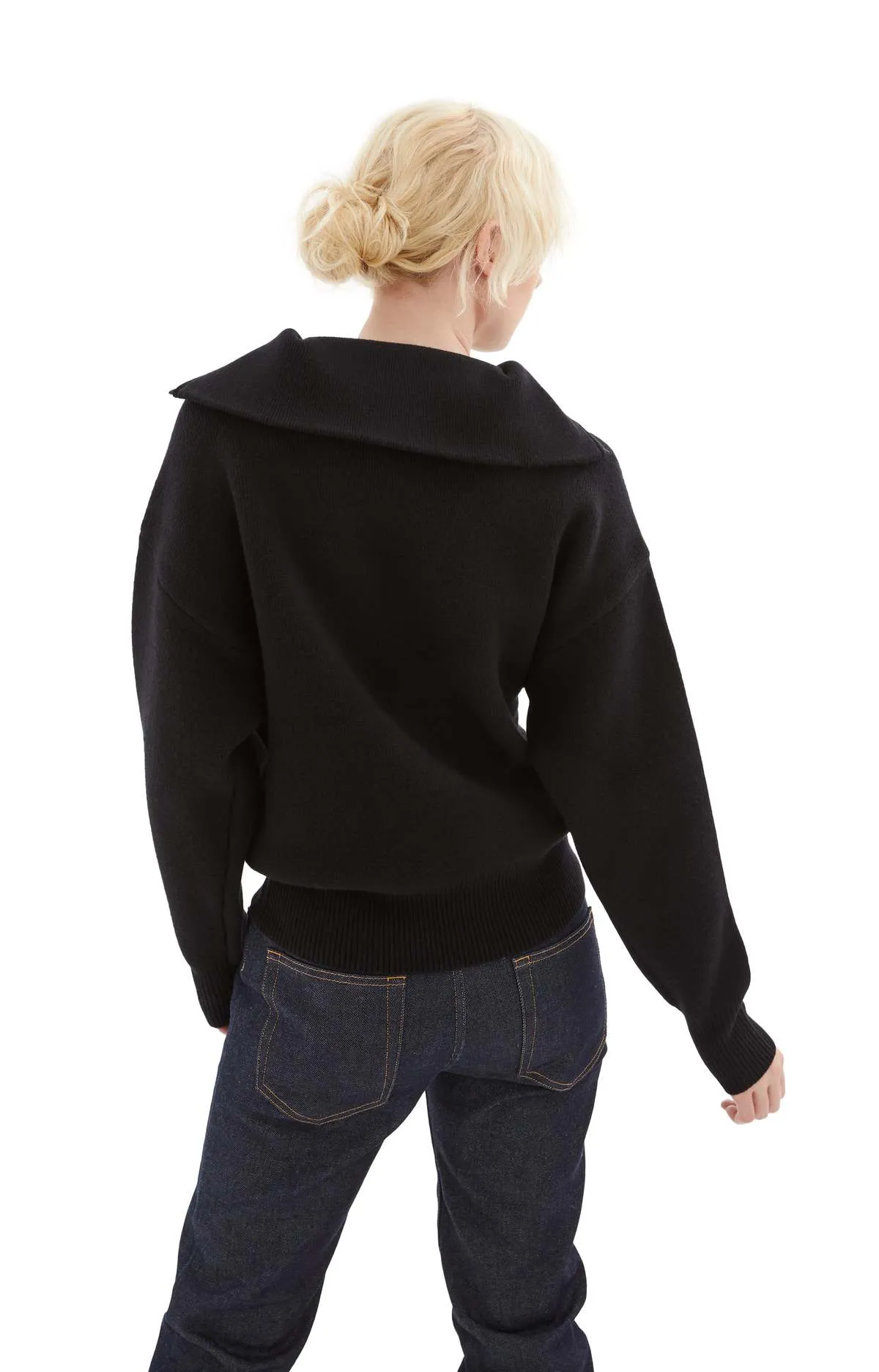 Half-Zip Boxy Black Sweater