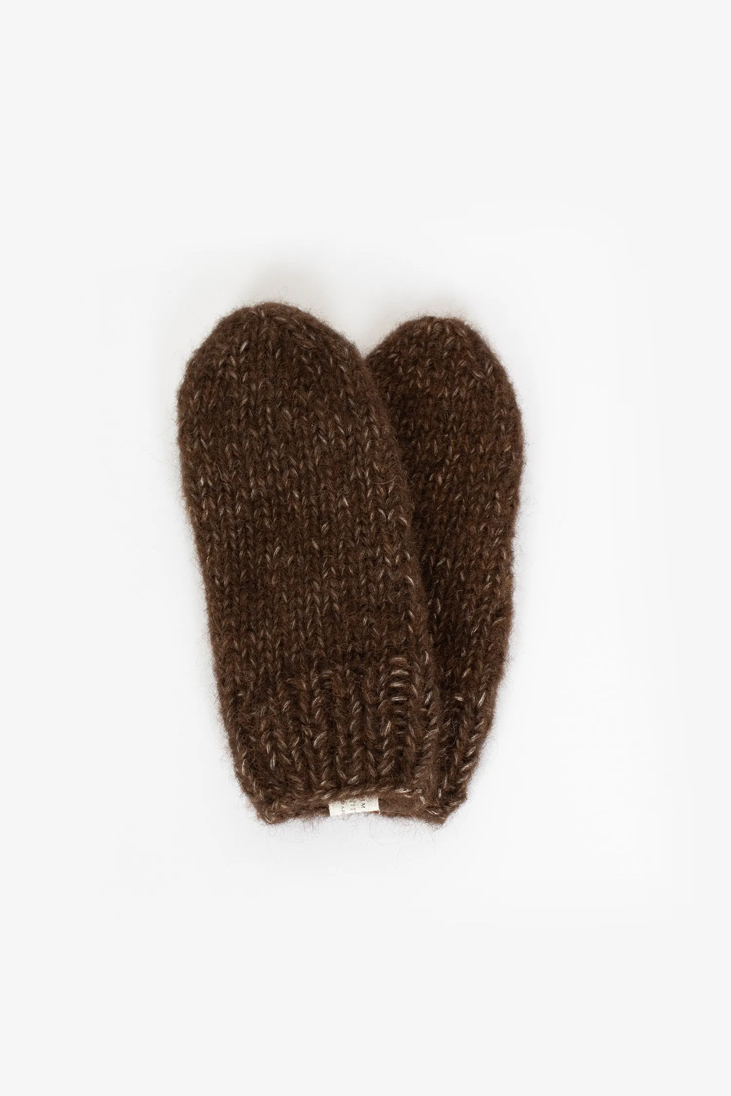 Hand Knitted Mitten Coffee 9336