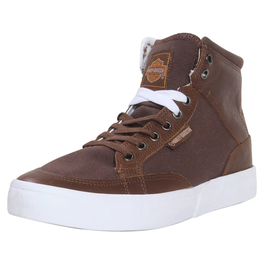 Harley-Davidson Men's Brown Rosemont High-Top Sneakers Lace Up Shoes Size 8.5