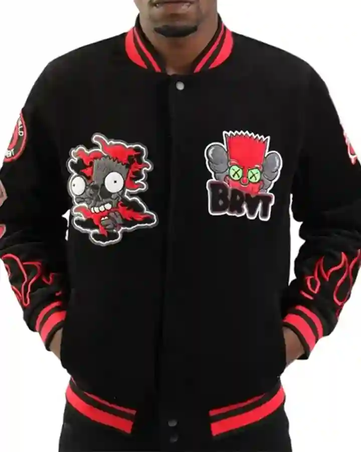 Hudson Bart Simpson Black Varsity Jacket - Premium Clothing