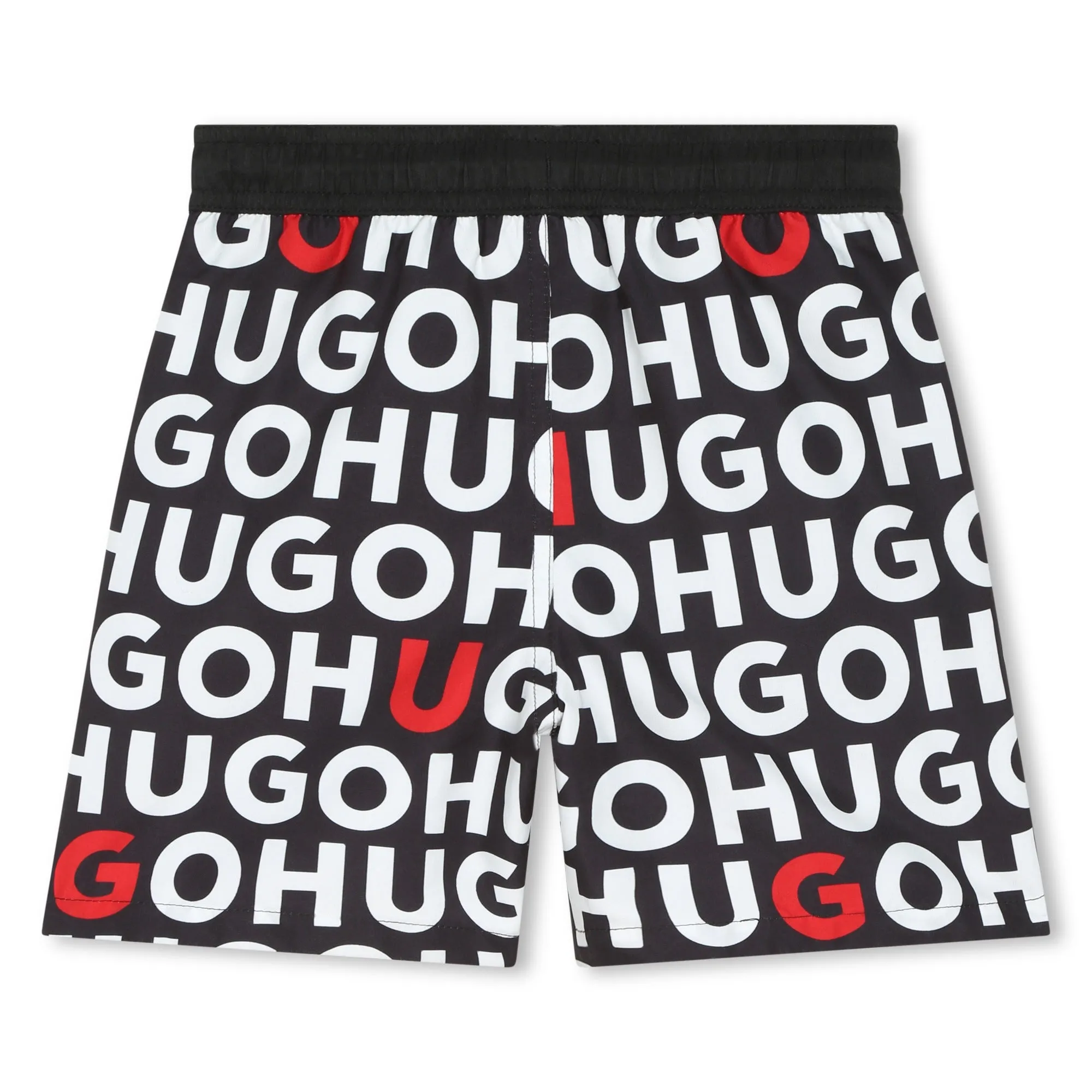 Hugo Black All Over Logo Swim Shorts