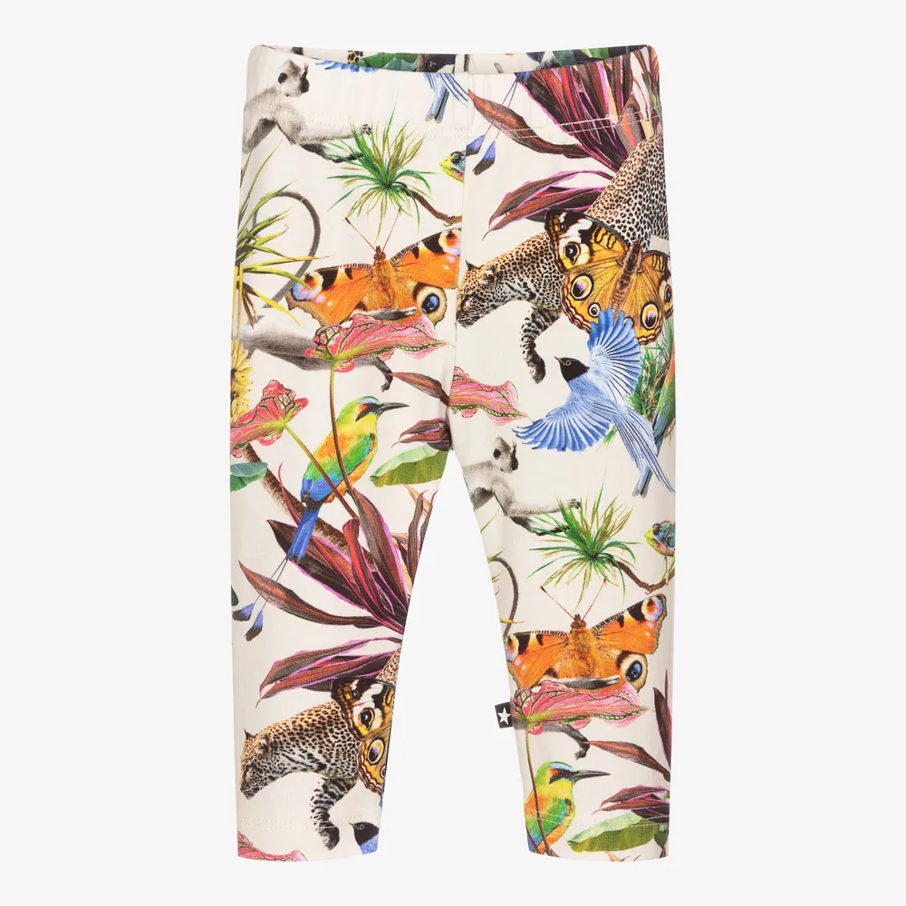 Ivory Jungle Print Girls Leggings