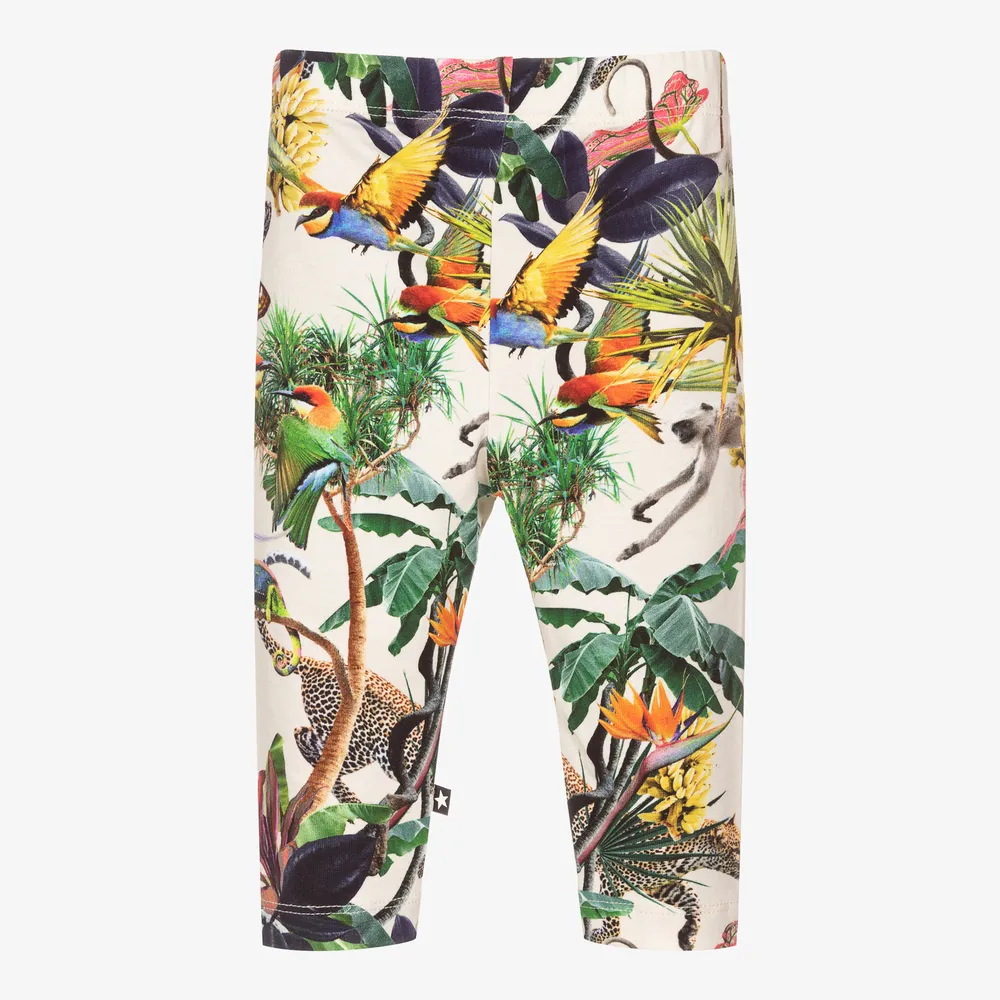 Ivory Jungle Print Girls Leggings