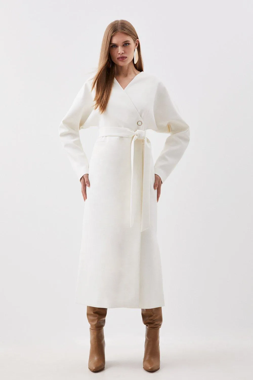 Karen Millen Compact Stretch Rounded Coat.