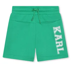 Karl Lagerfeld Green Vertical Logo Shorts