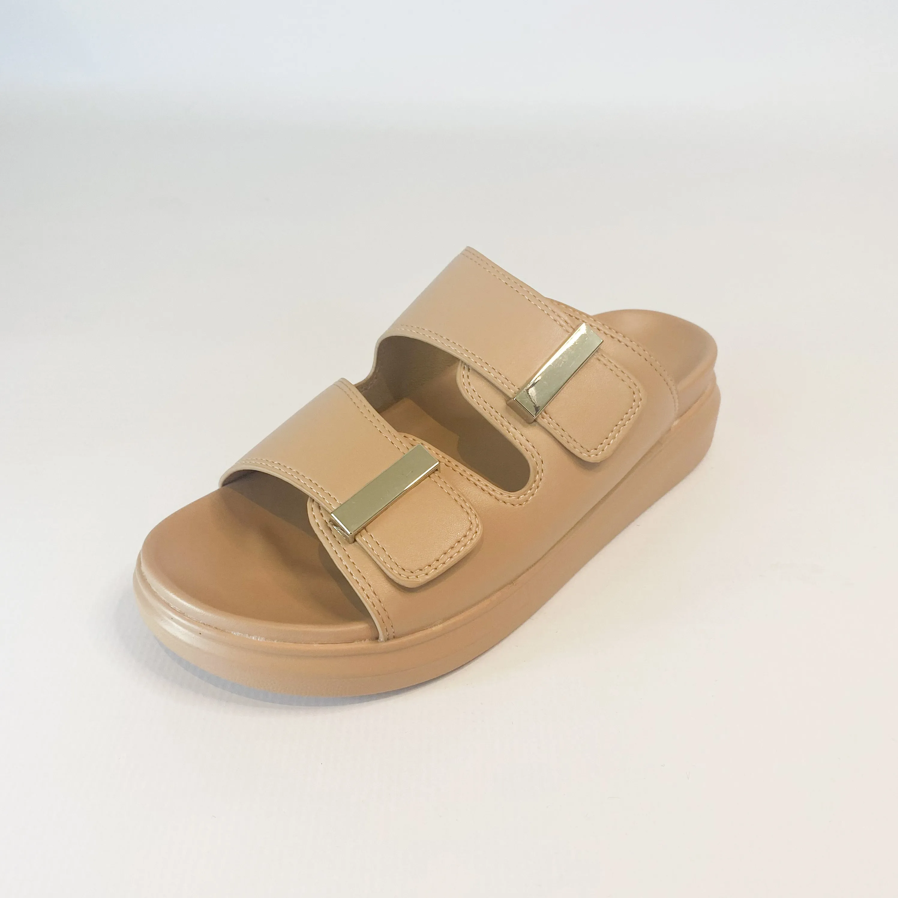 KG beige double strap sandals - Brown sandals with two straps for women by KG brand.