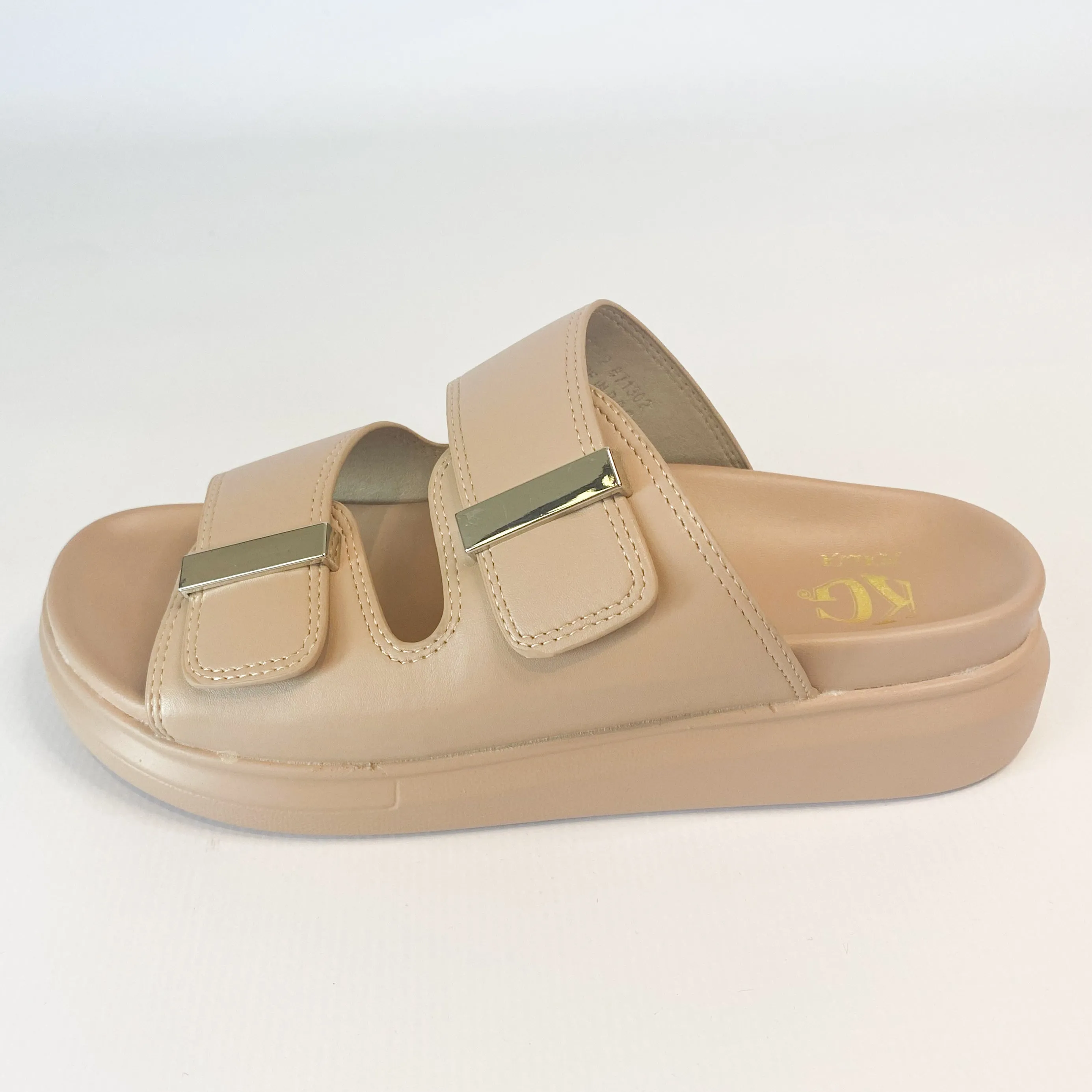 KG beige double strap sandals - Brown sandals with two straps for women by KG brand.