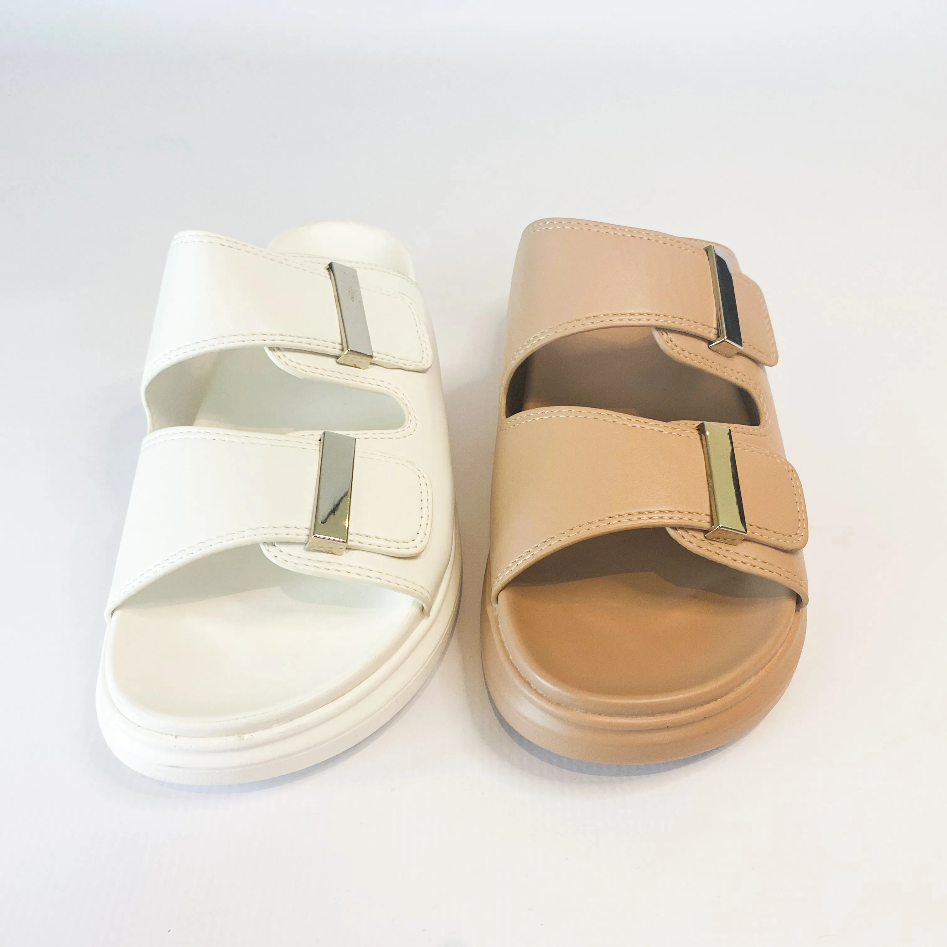 KG beige double strap sandals - Brown sandals with two straps for women by KG brand.