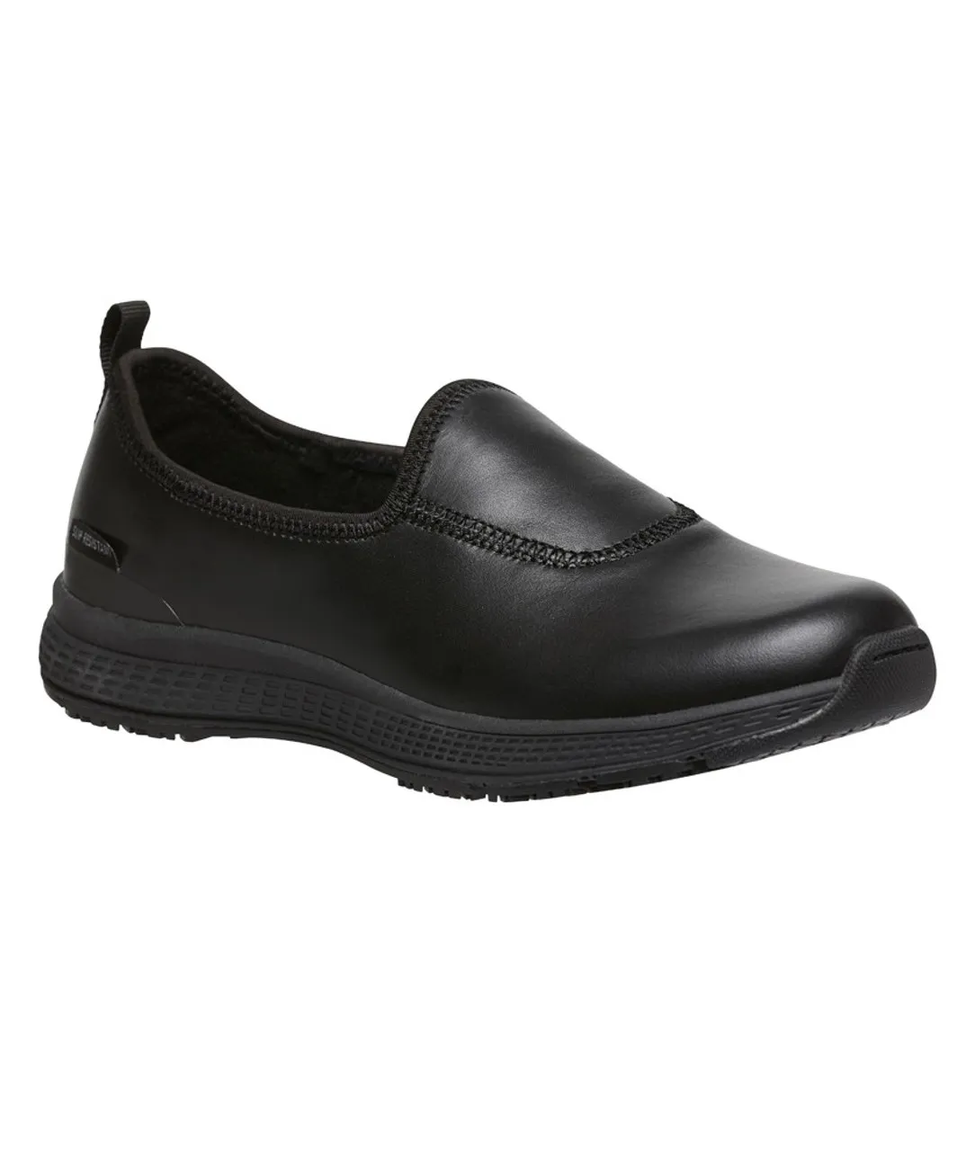 KingGee Superlite Slip On Women's Slip Resistant Work Shoes in Black Full Grain Leather