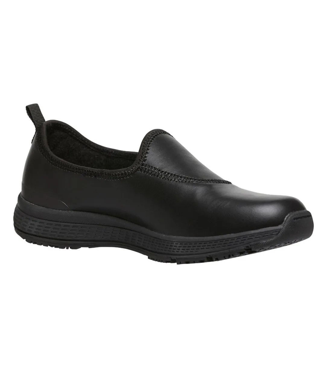 KingGee Superlite Slip On Women's Slip Resistant Work Shoes in Black Full Grain Leather