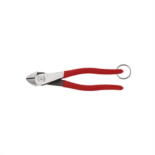Klein® D228-8TT Diagonal Cutting Pliers, High-Leverage, Tie Ring, Steel, 8 in