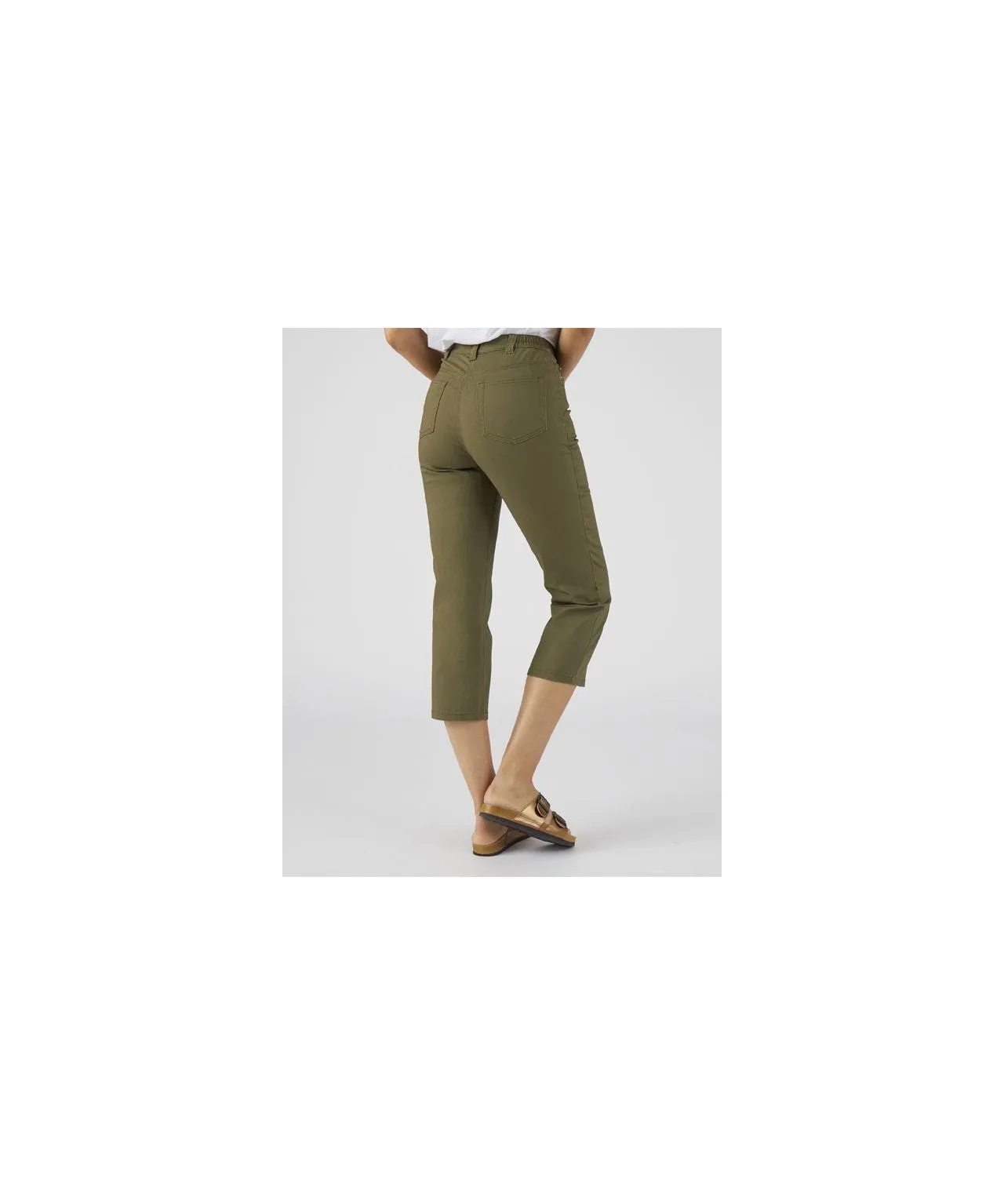 Ladies Cropped Trousers with Cotton Stretch