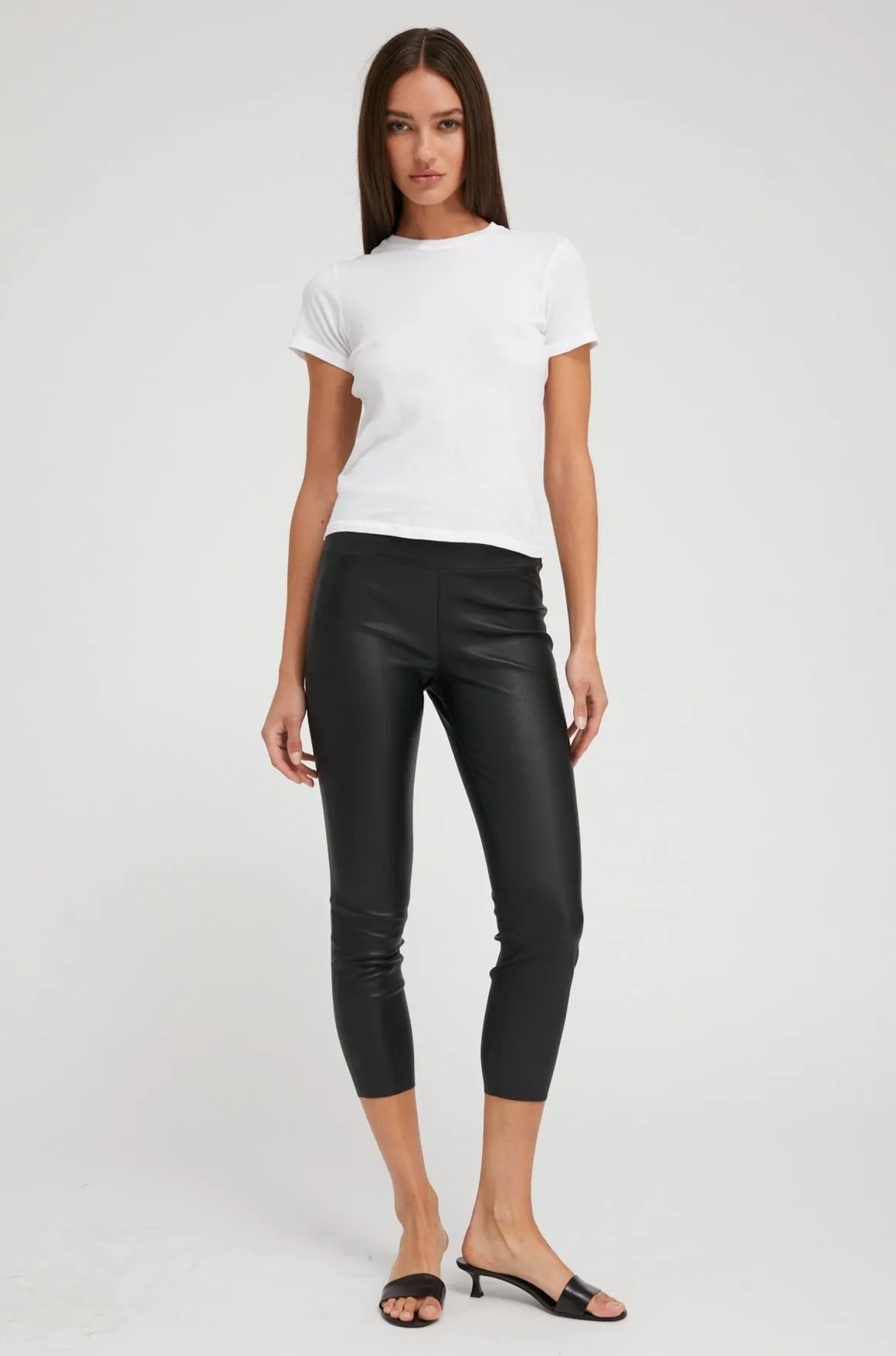 Leather Crop Leggings in Black