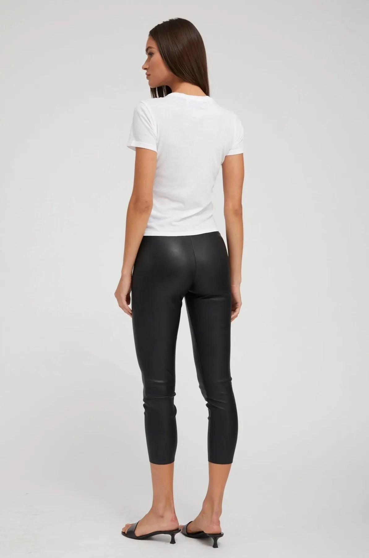 Leather Crop Leggings in Black