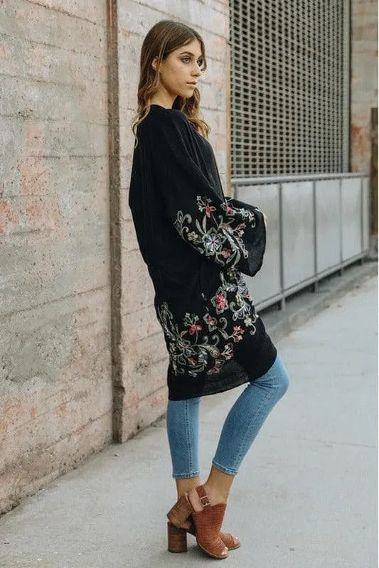 Leto Collection Floral Kimono Cardigan: Long Style in 5 Color Options