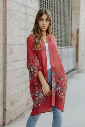 Leto Collection Floral Kimono Cardigan: Long Style in 5 Color Options