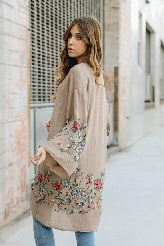 Leto Collection Floral Kimono Cardigan: Long Style in 5 Color Options