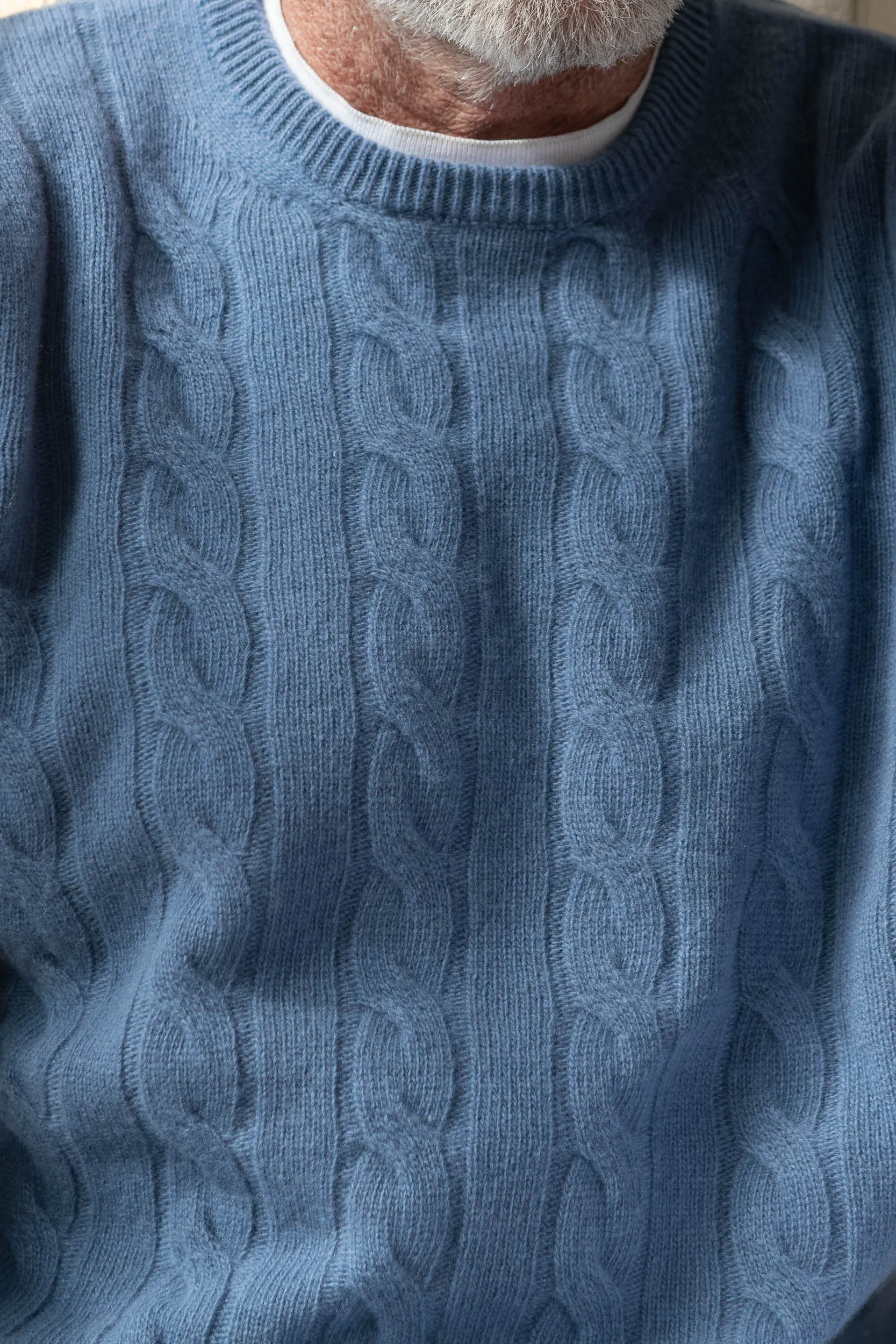 Light blue cable knit sweater Italian-made