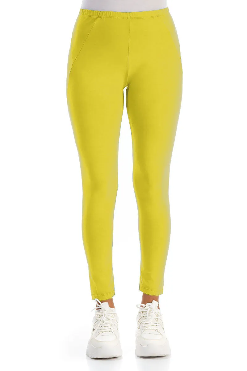 Lime Green Cropped Cotton Leggings