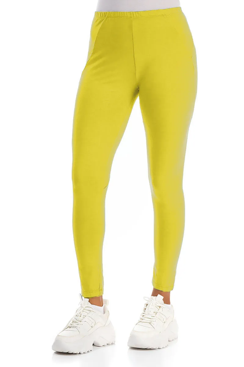 Lime Green Cropped Cotton Leggings