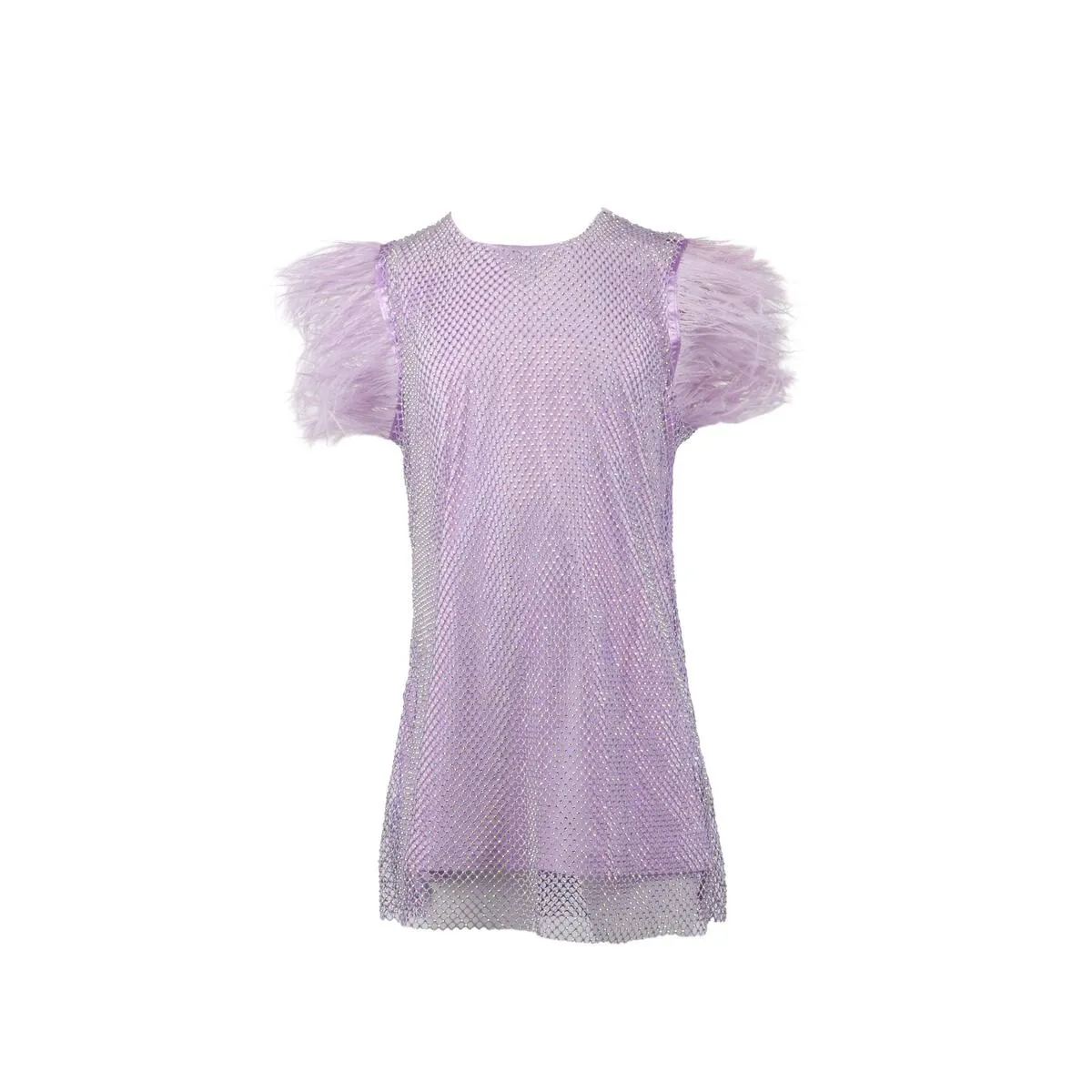 Lola & the Boys Lavender Crystal Feather Dress - Shop Now