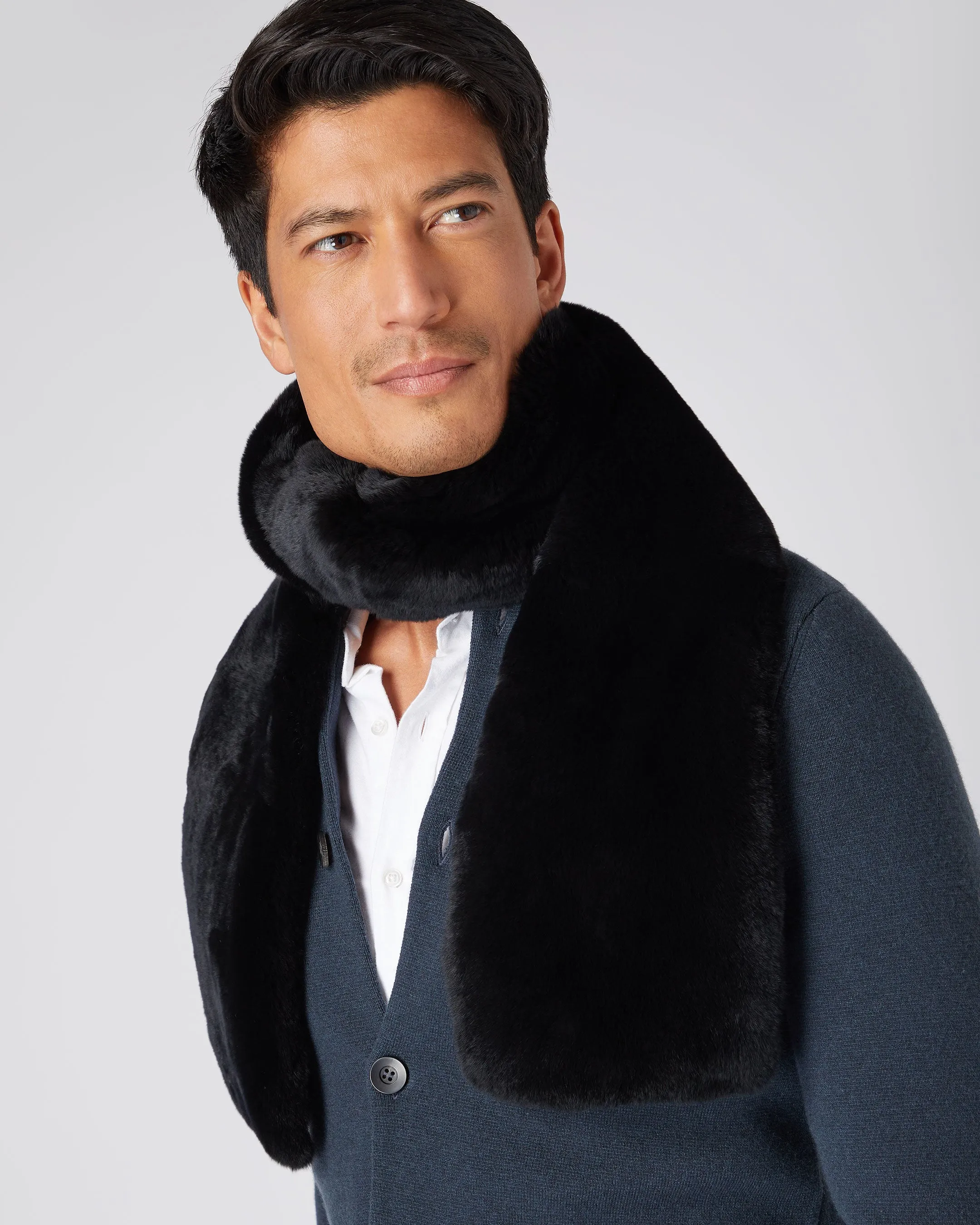 Long Black Fur Unisex Scarf