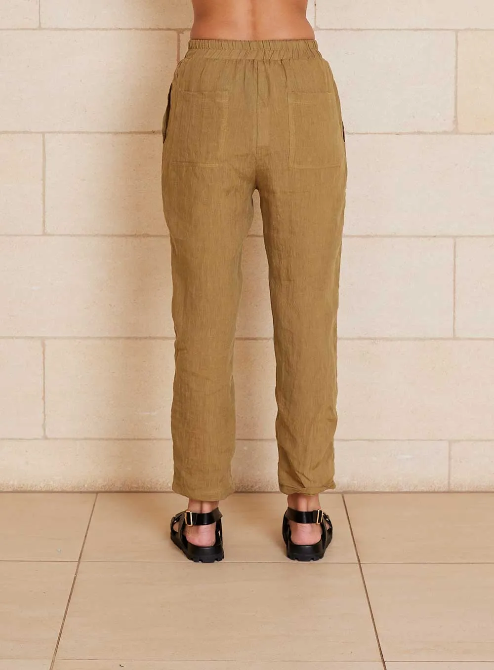 Green Lucia Linen Pant