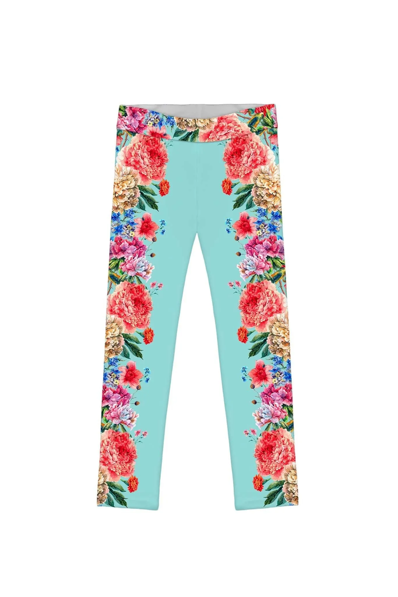 Lucy Blue Floral Print Leggings for Girls - Eco-Friendly and Cute