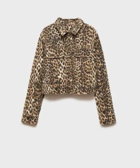 Leopard Print Denim Jacket for Women from MANGO