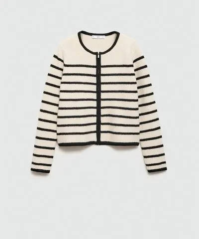 Striped Knitted Jacket for Women from MANGO