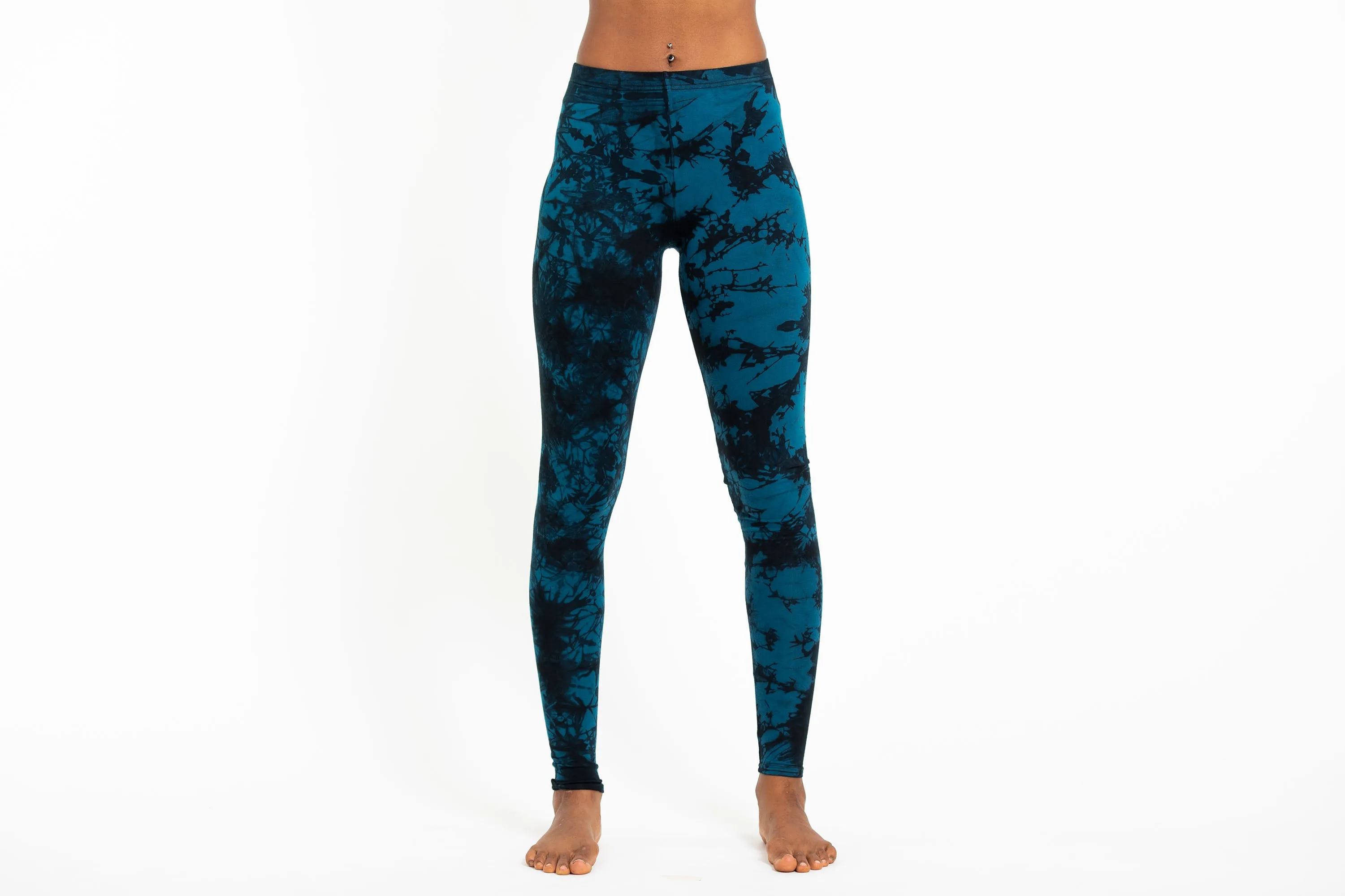 Marine Blue Shattered Tie Dye Cotton Leggings