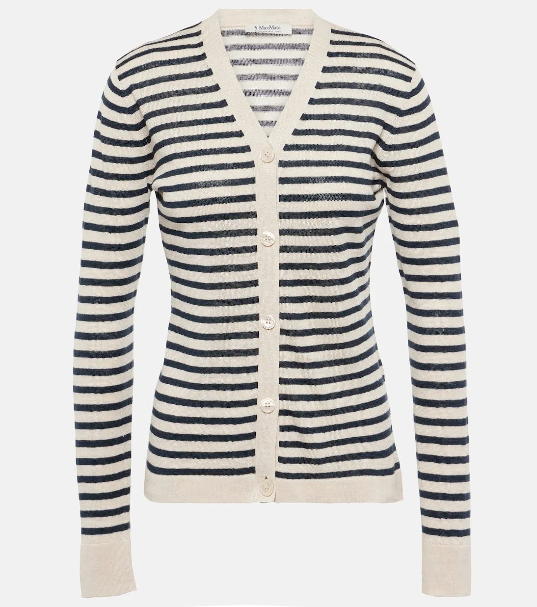 Max Mara Striped Linen Cardigan with Long Sleeves