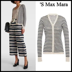 Max Mara Striped Linen Cardigan with Long Sleeves