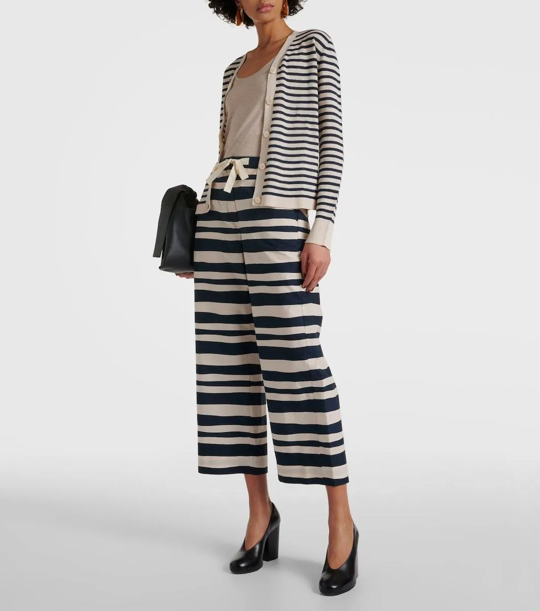 Max Mara Striped Linen Cardigan with Long Sleeves