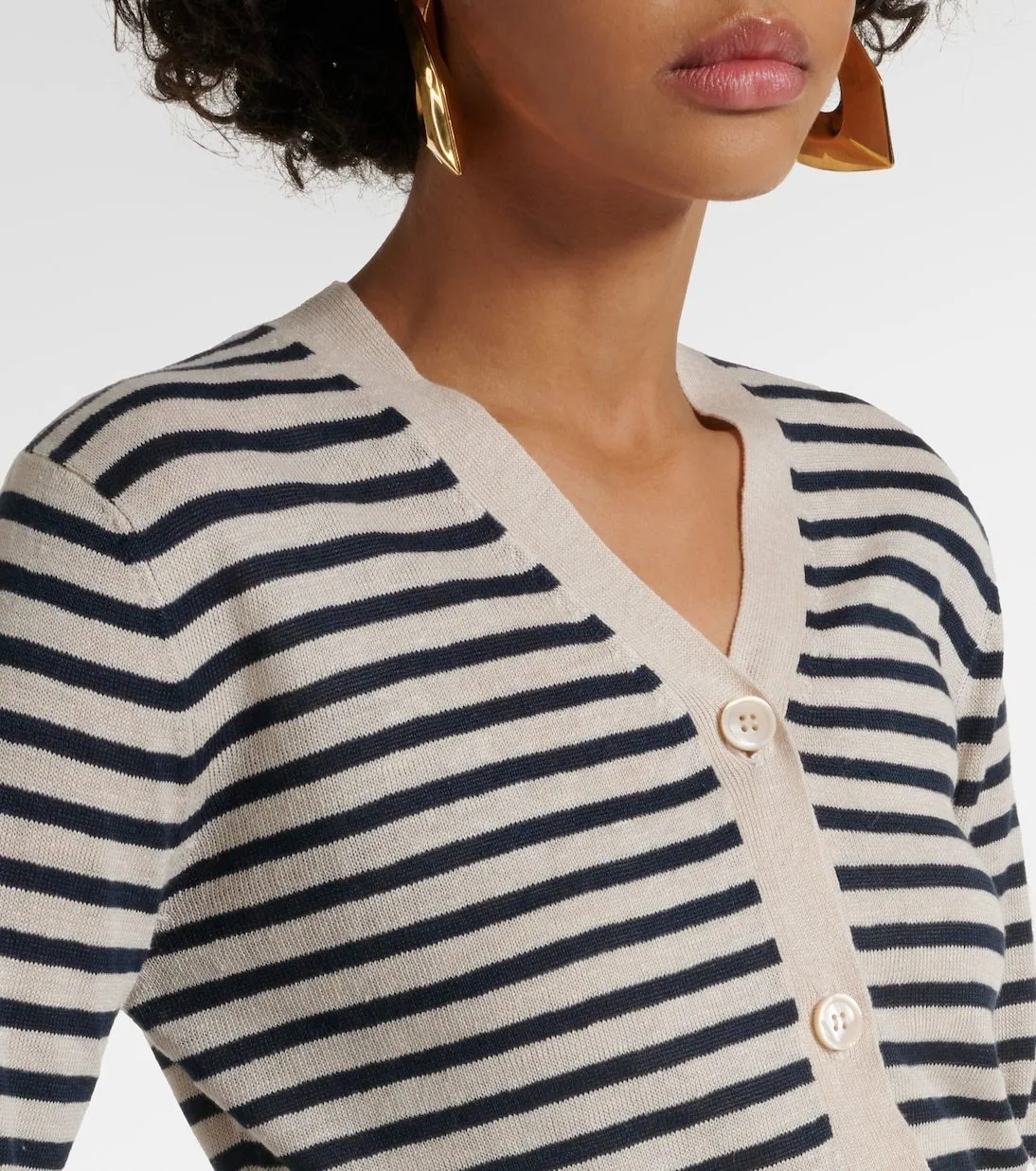 Max Mara Striped Linen Cardigan with Long Sleeves