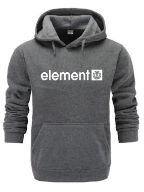 Men's Deep Grey Polyester Hooded Sweatshirt with Long Sleeves.