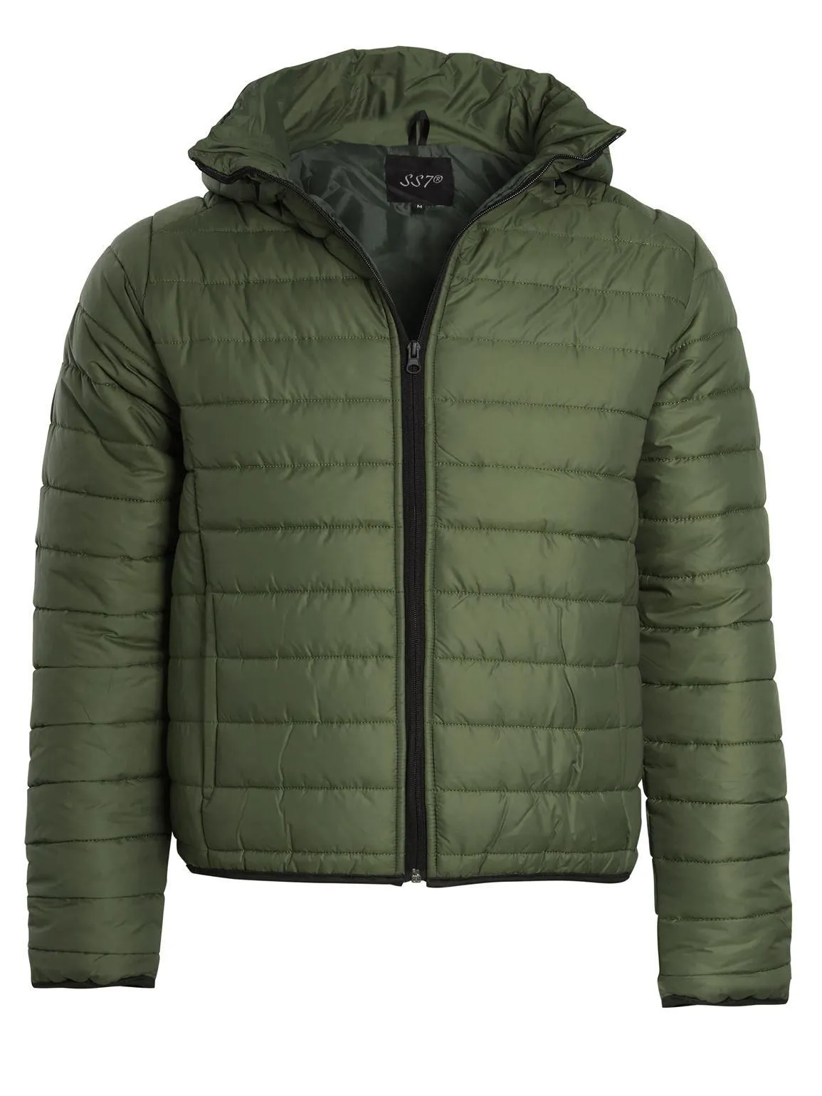 Khaki Quilted Puffer Coat for Men, Size S-XL